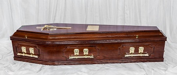 Panelled Mahogany coloured coffin