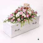 Childrens Casket Spray with Teddy - Pink