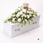 Childrens Casket Spray with Teddy - White