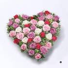 Mixed Rose Heart - Pink, Red and White