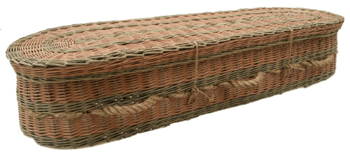 Green and brown Irish willow eco coffin
